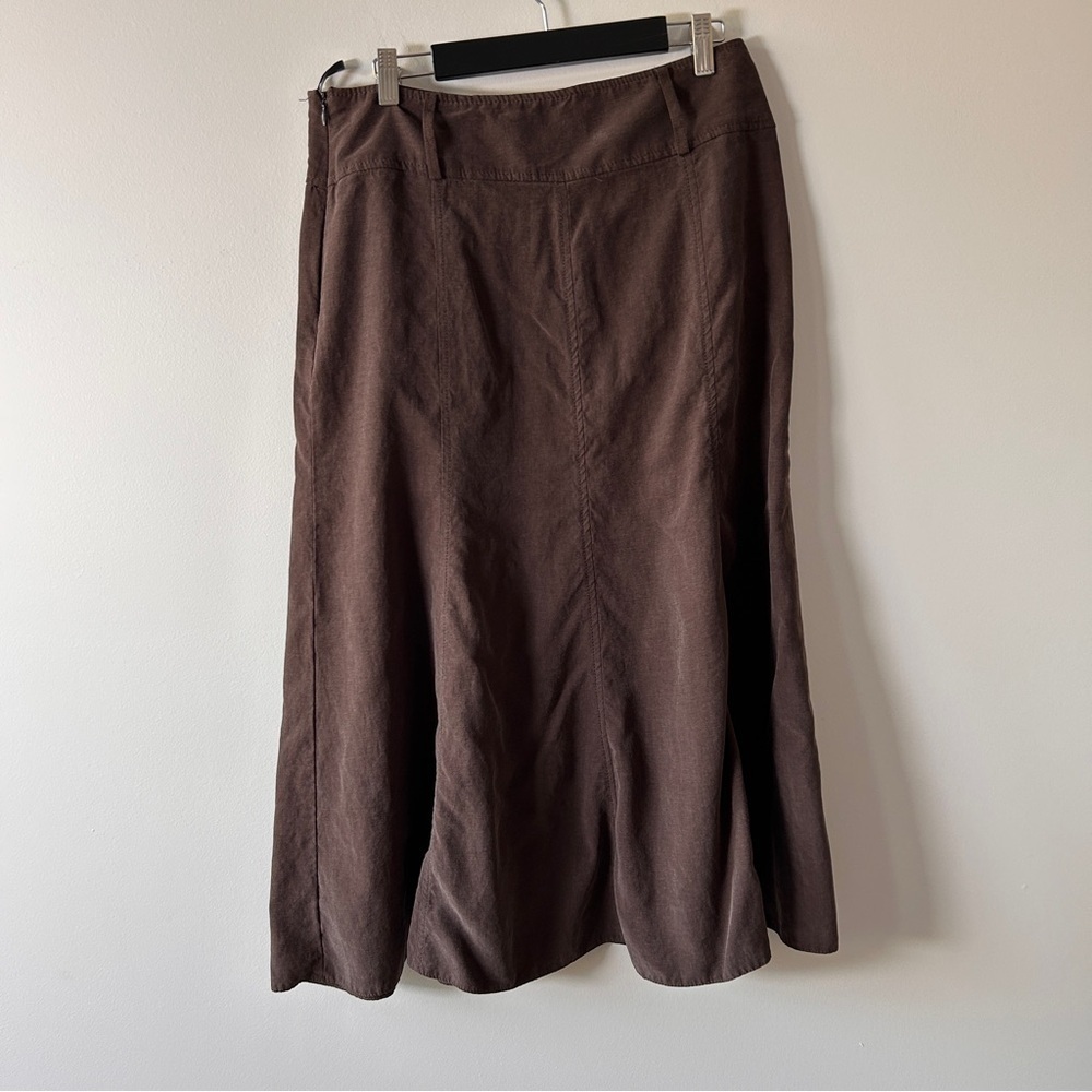 Marks & Spencer Women’s Size 8 Brown Button-Front Maxi Skirt Linen Blend Safari - Picture 5 of 14